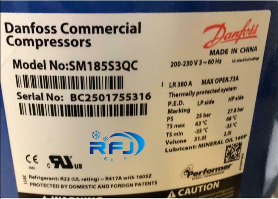 Danfoss 연예인 60Hz 일폭 냉각 압축기 SM185S3QC